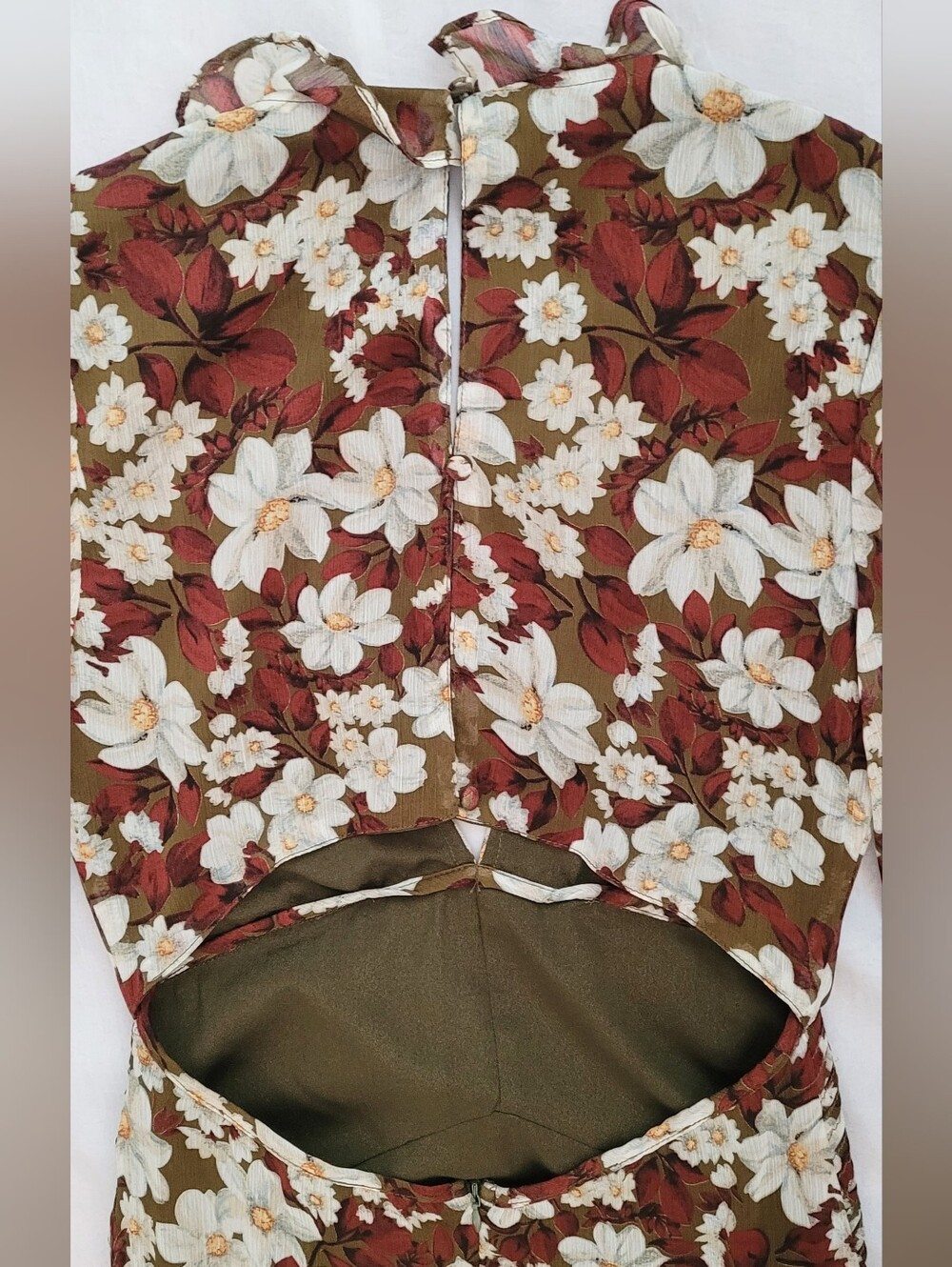 NWOT! ASTR Fall Formal Floral Anthro Women's Open-Back Chiffon Maxi Dress Small - Picture 10 of 17